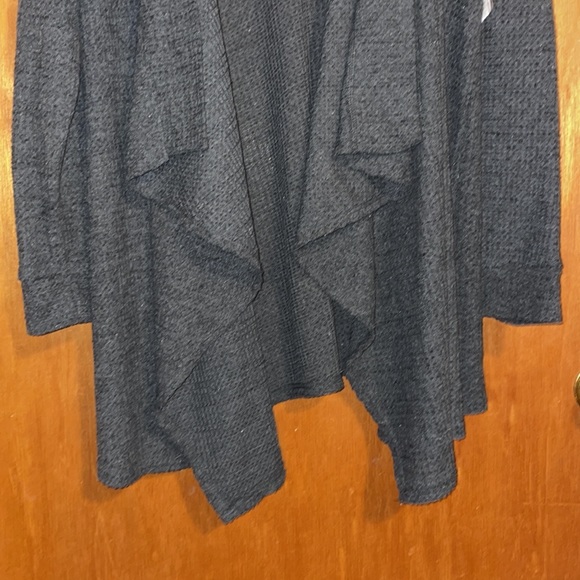 •FRENCH LAUNDRY•NWT GRAY WAFFLE KNIT OPEN FRONT WATERFALL CARDIGAN SIZE LARGE - Picture 6 of 7